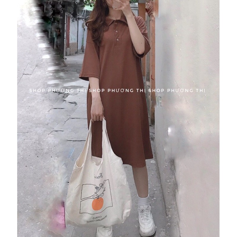 Váy polo dài dáng suông - Đầm polo ulzzang (hình thật/video) | BigBuy360 - bigbuy360.vn