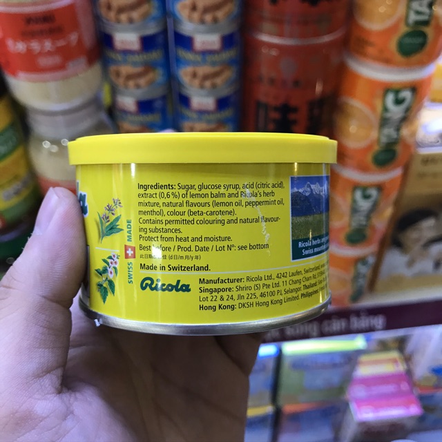 [HŨ 100G] Kẹo RICOLA LEMONMINT Thụy Sỹ 100g - Hương CHANH BẠC HÀ