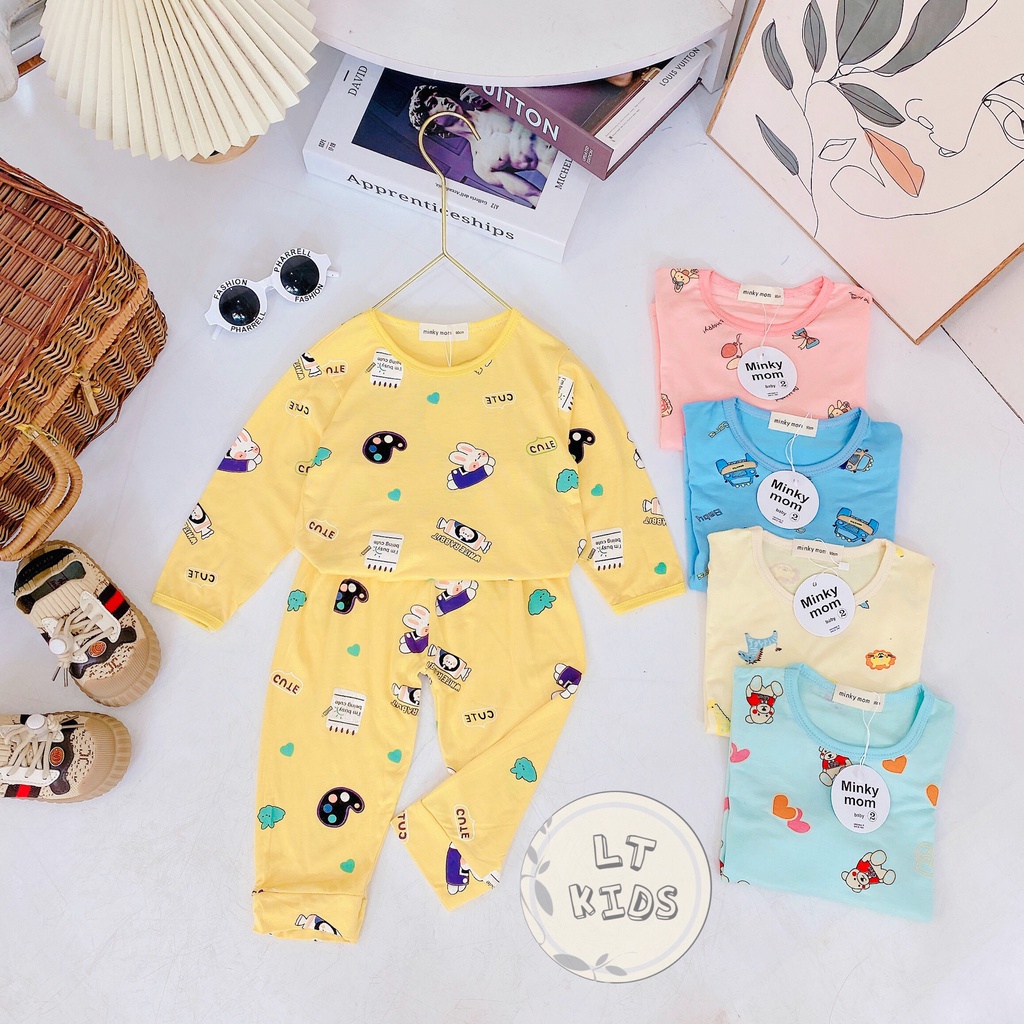 Đồ bộ dài tay cho bé trai bé gái, thời trang áo trẻ em minky mom thun lạnh hàng đẹp7-18kg