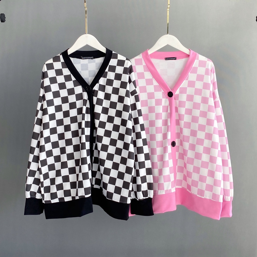 ÁO CARDIGAN CARO ĐEN TRẮNG - ÁO CARDIGAN ULZZANG - ÁO KHOÁC UNISEX NAM NỮ THU ĐÔNG