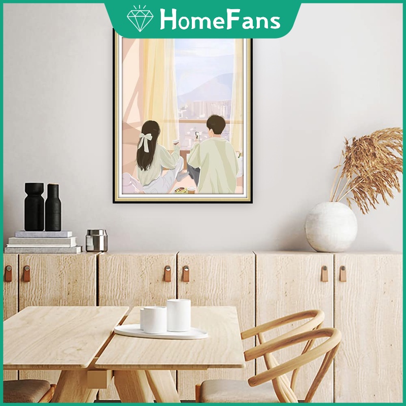 Bộ Tranh Đính Đá 5D Tự Làm 30x40cm / 40x50cm Hình Cặp Đôi Trang Trí Nhà Cửa