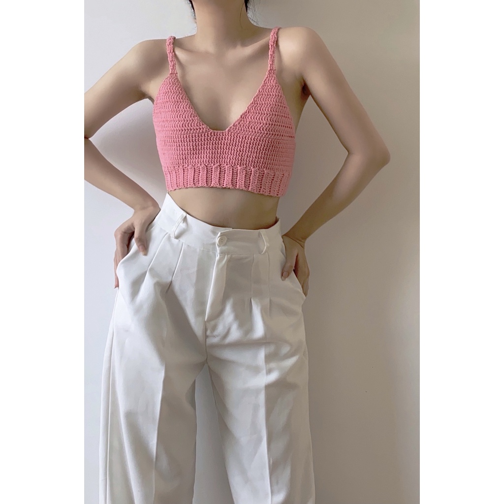 Croptop 2 dây nữ đan móc Splassshy Bubble Gums Top