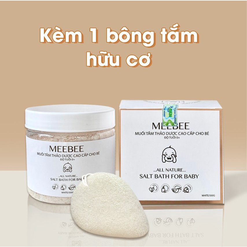 Muối tắm hữu cơ Meebee cho bé Tặng kèm bông tắm siêu tiện lợi dùng cho bé từ sơ sinh