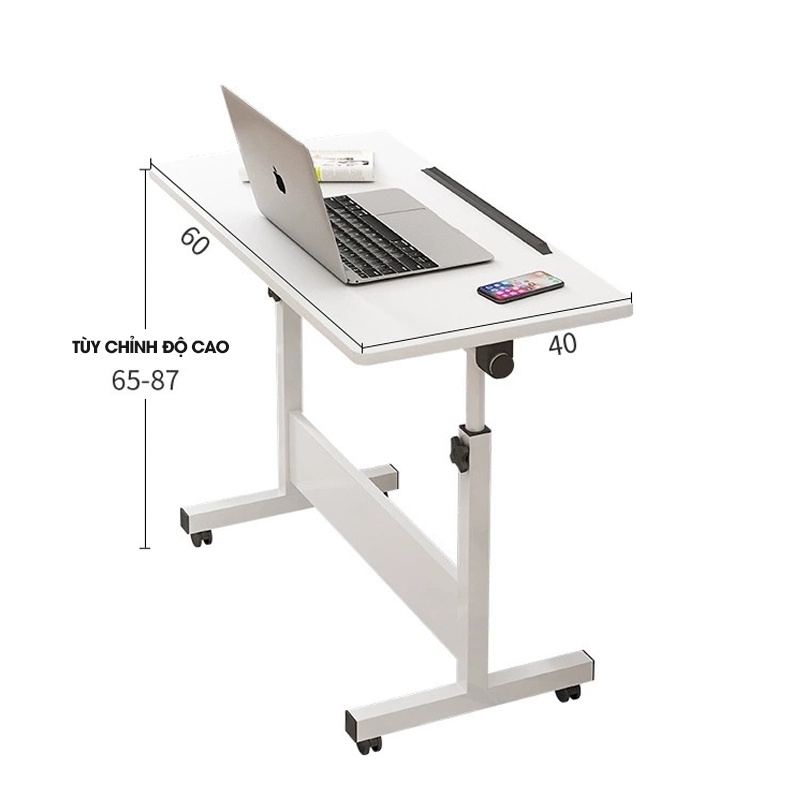 Bàn Học Và Làm Việc Thông Minh Đa Năng Mặt Bàn Nghiêng 90 Độ, Bàn Laptop Xếp Gọn Có Bánh Xe
