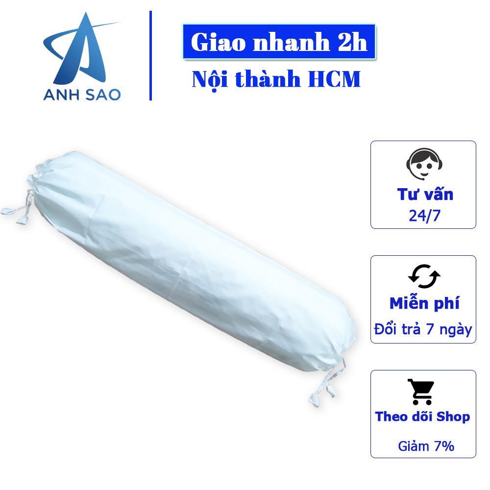 Vỏ/Áo gối ôm Lông vũ Cao cấp Ánh Sao - kích thước 35x100cm - Màu Trắng - Chuẩn khách sạn 5 sao