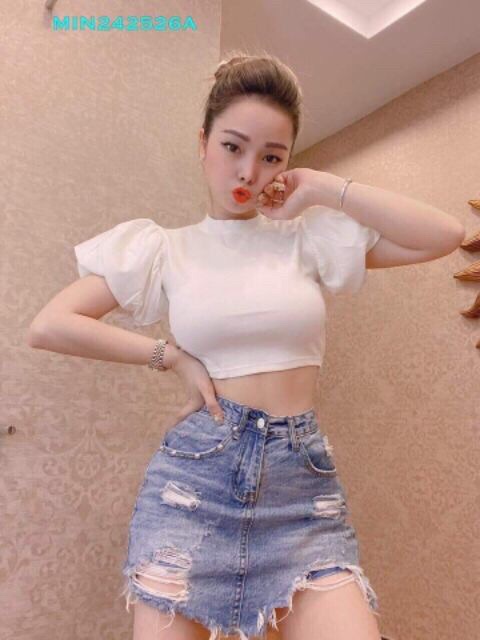 Áo tay phồng croptop