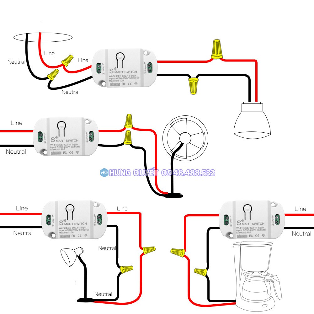 Công tắc thông minh wifi công tắc không dây điều khiển từ xa qua điện thoại công tắc hẹn giờ QIACHIP Smart Home