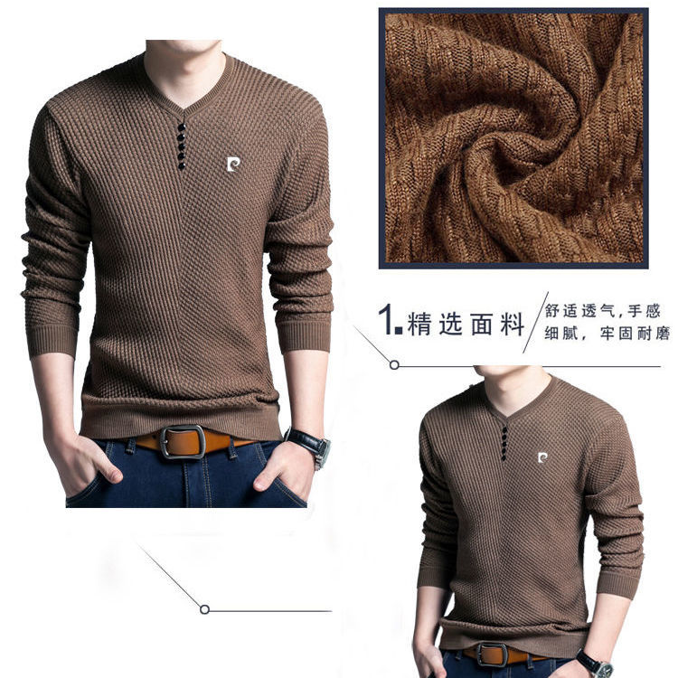 PIERRE CARDIN Áo Len Nam Dài Tay Cổ Tròn Thời Trang Hàn | WebRaoVat - webraovat.net.vn