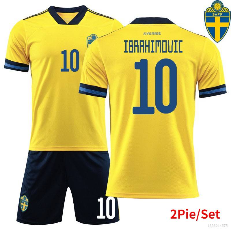 Set 2 bộ quần áo bóng đá đội tuyển Thụy Điển Ibrahimovic Laasson 2021