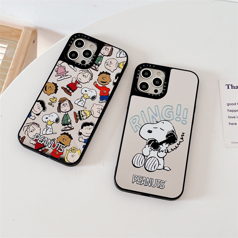 Ốp Điện Thoại TPU Silicone Chống Sốc Mẫu Mới Với Gương Chó Snoopy Cho iPhone 11 13 12 14 Pro Max 7 8 Plus XR X XS Max