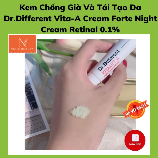 Kem chống lão hoá, tái tạo da, xoá nhăn rãnh cười, Dr.Different Vita-A Cream Forte Night Cream Retinal 0.1%