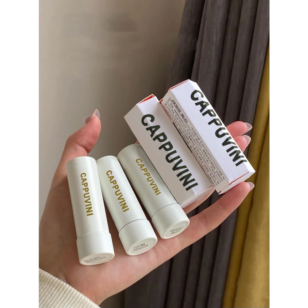 Tuýp Son Dưỡng Môi Vị Đào Màu Trắng Thương Hiệu Cappuvini
