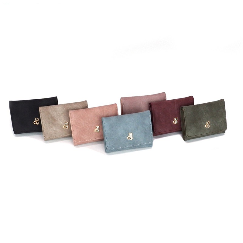 [Mã WAMT2405 giảm 10K đơn 0K] Ví nữ cầm tay mini PaPu da nhung mềm mịn,logo mèo dễ thương VN18 | BigBuy360 - bigbuy360.vn