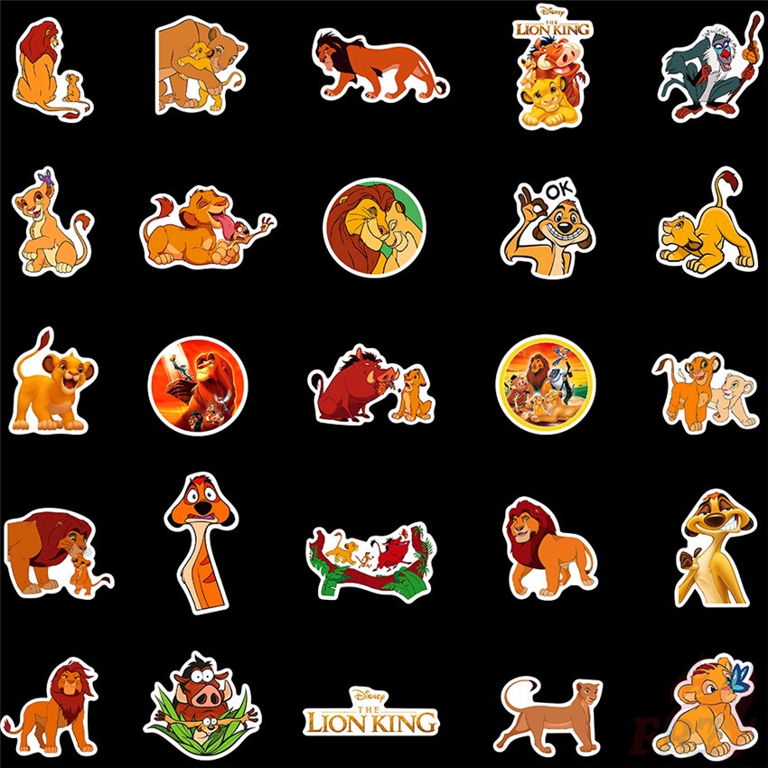 ❉ Miếng Dán Hình Vua Sư Tử 04 Trang Trí ❉ Bộ 50 Sticker Simba Xinh Xắn Dùng Trong Trang Trí