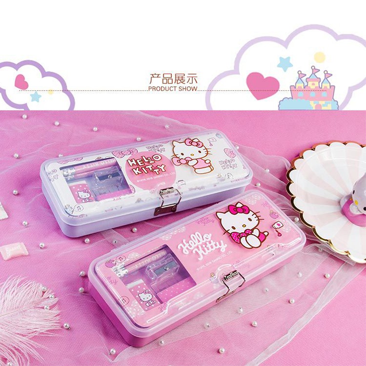Hộp Đựng Bút Trong Suốt Hình hello kitty Dễ Thương