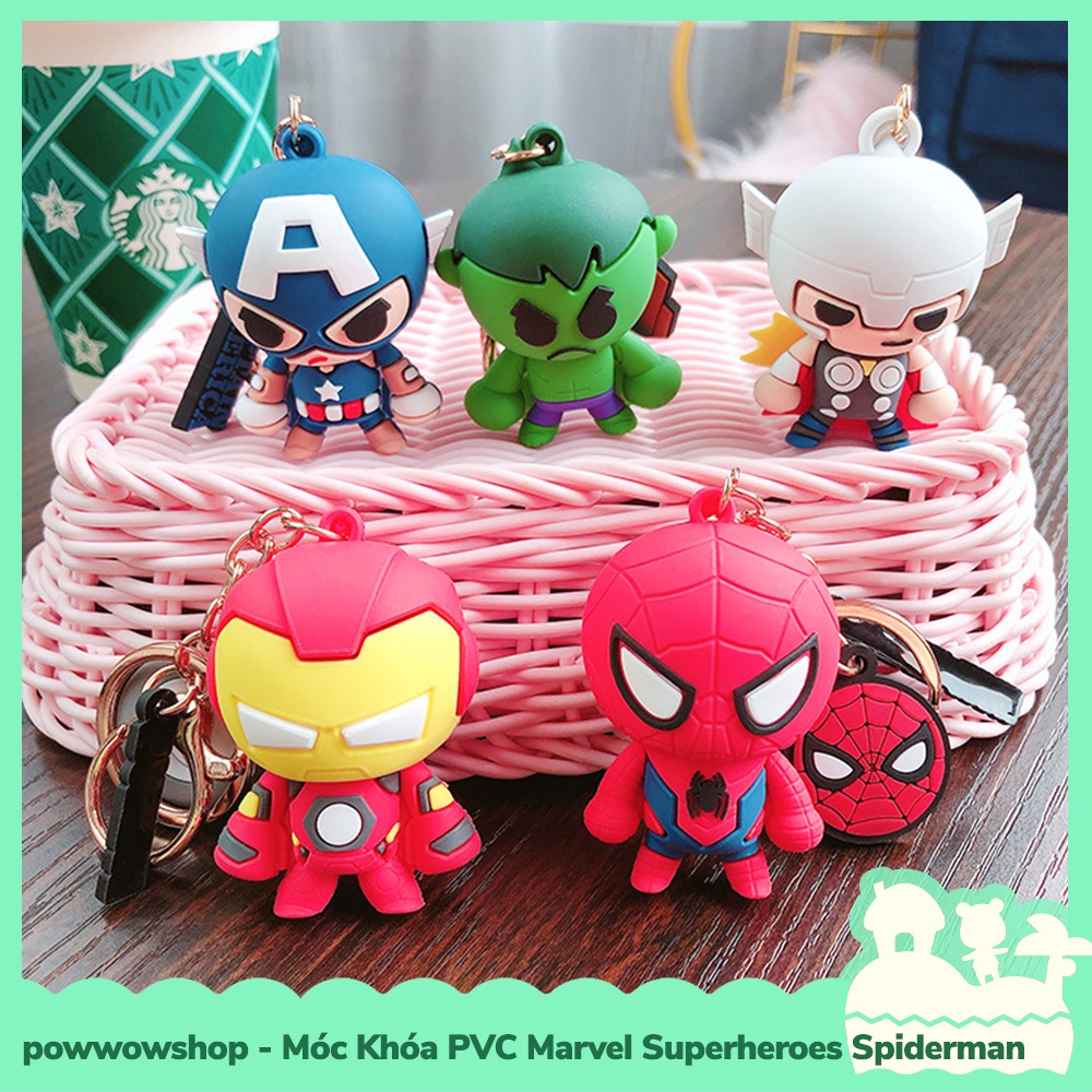 Móc Khóa PVC Kiểu Dáng Siêu Anh Hùng Marvel Superheroes Spiderman, Thor, Captain, Hulk