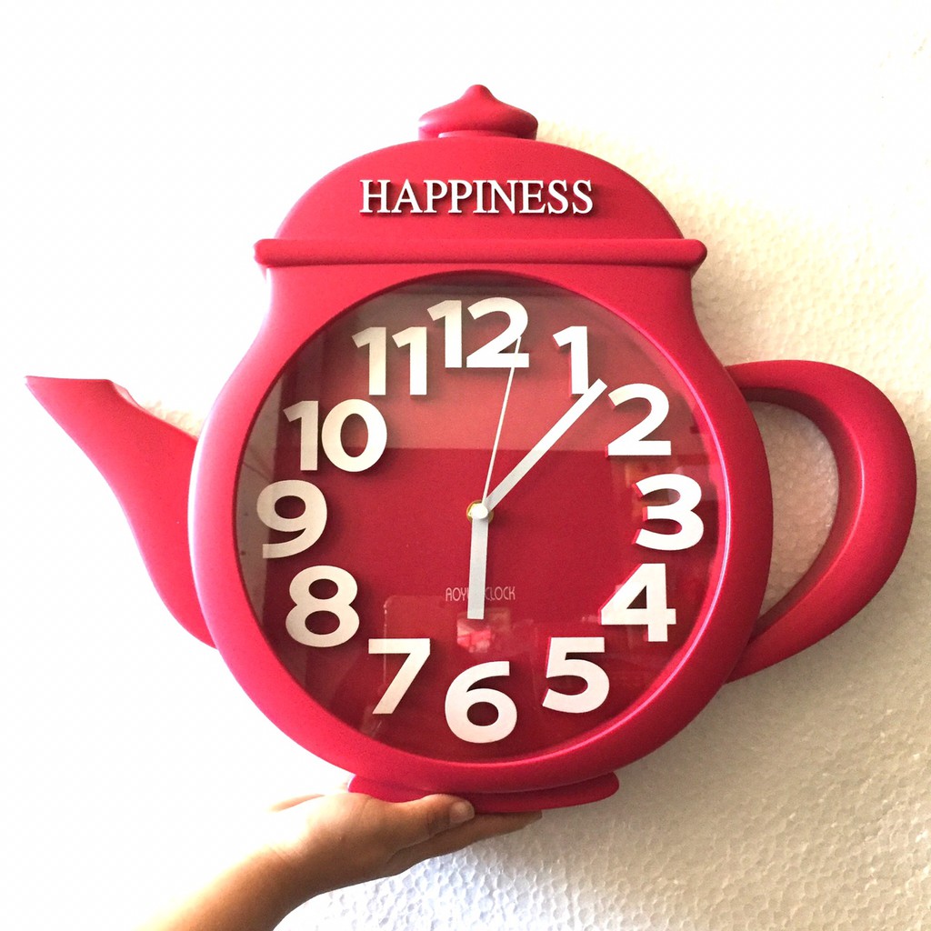 Đồng hồ treo tường hình ấm trà ( đỏ)