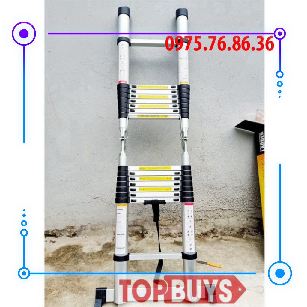 Thang Nhôm Rút Đôi Chữ A 4.4M(2.2+2.2)M, Thang Rút Tiện Lợi Dễ Dàng Mang Theo