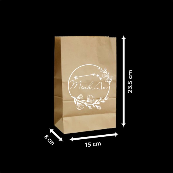 Set 10 Túi giấy kraft Đáy Vuông Đựng Thực Phẩm Khô và Các Loại Bánh