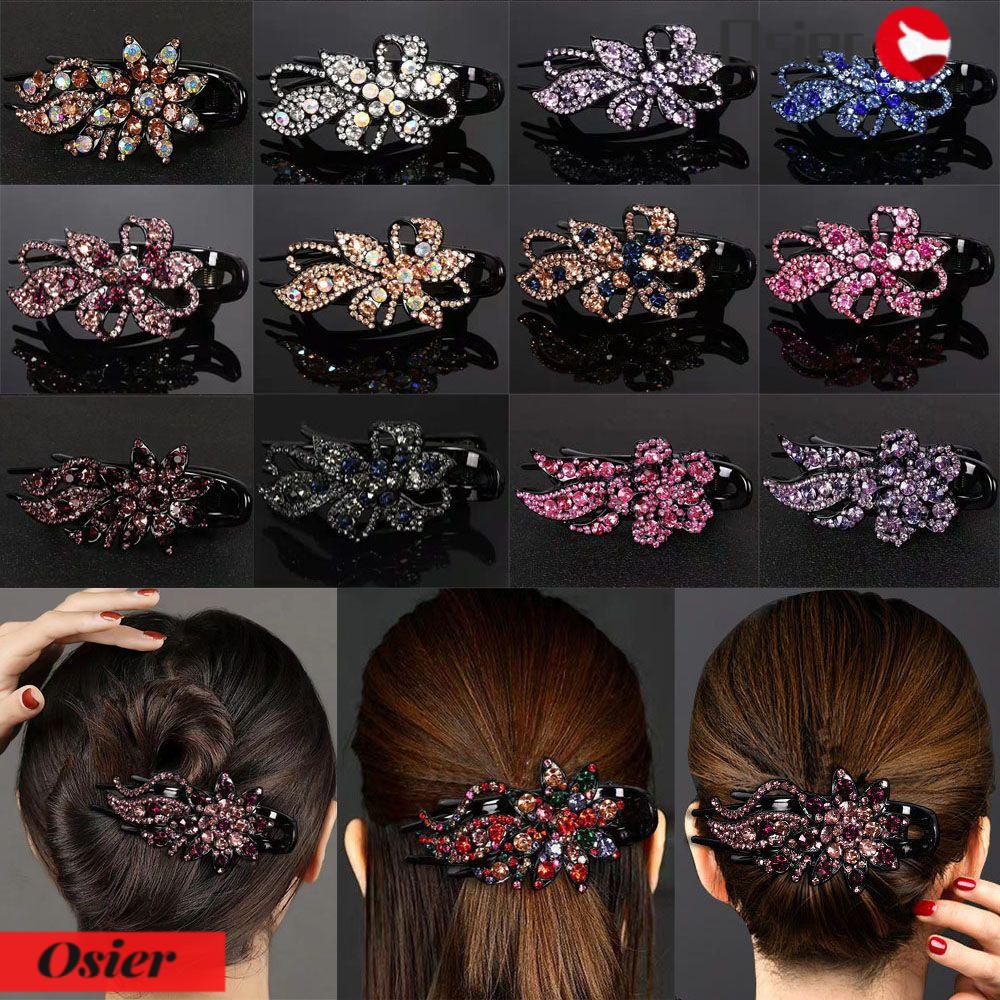 Osier1 1 Cái|Kẹp Tóc Mỏ Vịt Đính Hạt Pha Lê