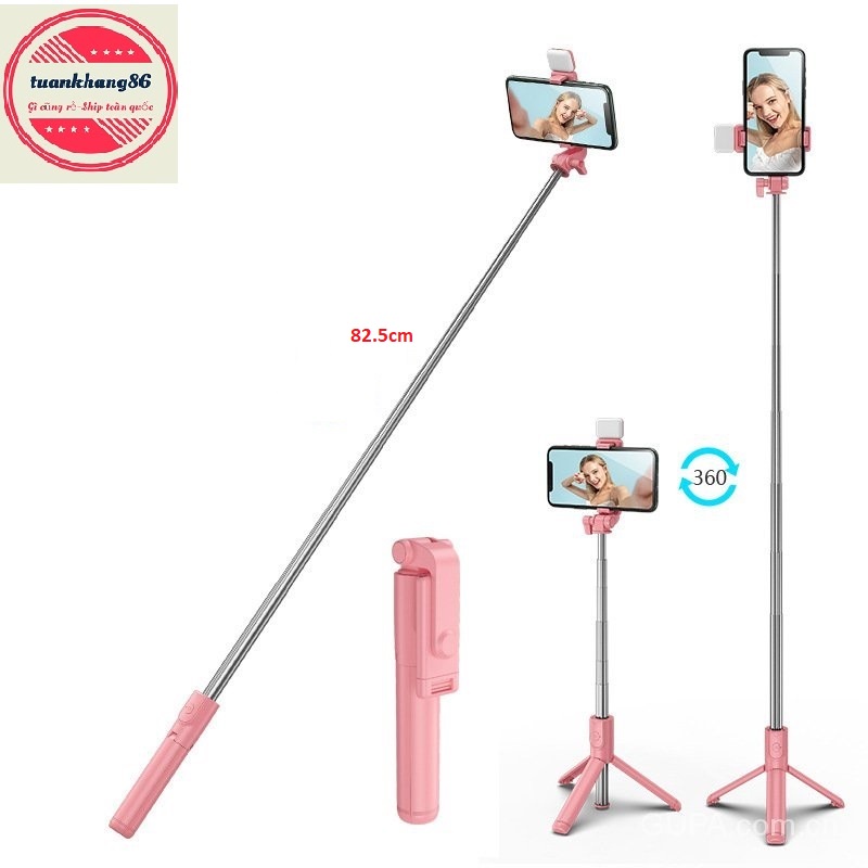 Gậy chụp ảnh 3 chân có đèn led trợ sáng, Gậy tự sướng selfie chụp hình bluetooth điều khiển từ xa
