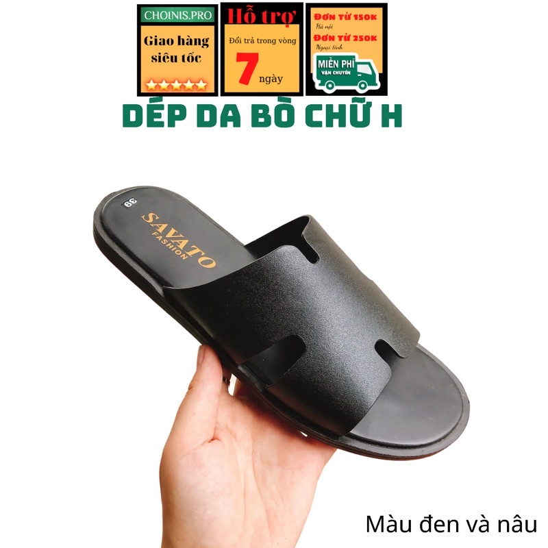 Dép da nam chữ H đế cao su sản xuất tại Xưở