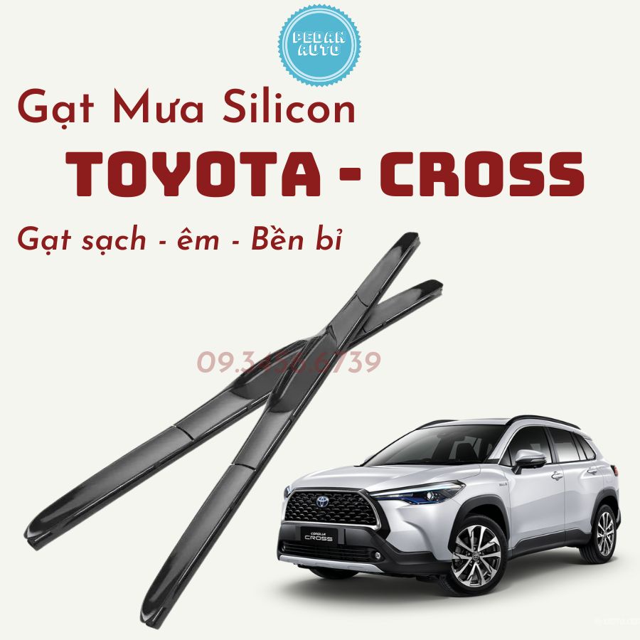 Gạt mưa ô tô, cần gạt mưa silicon xe Toyota Cross 2020-2023 gạt sạch êm, bộ 2 cần gạt (26.14)