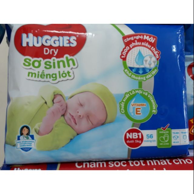 Combo 2 gói Miếng lót sơ sinh Huggies NB1-56 Miếng