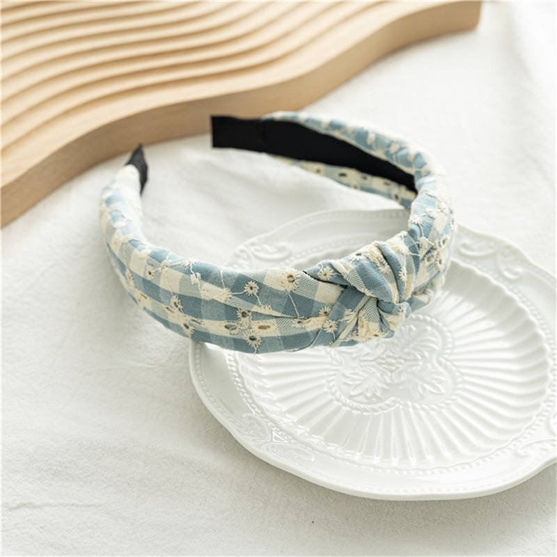 Băng đô denim bản rộng thắt nút thời trang cho nữ