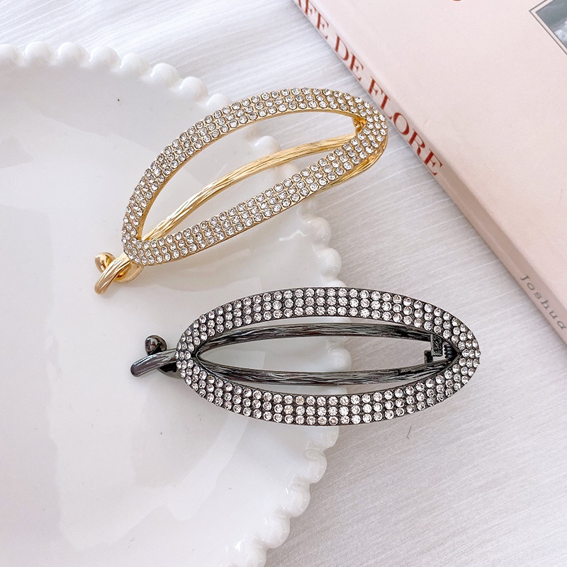 Kẹp tóc HAIMEIKANG hình oval đính kim cương giả thời trang cho nữ