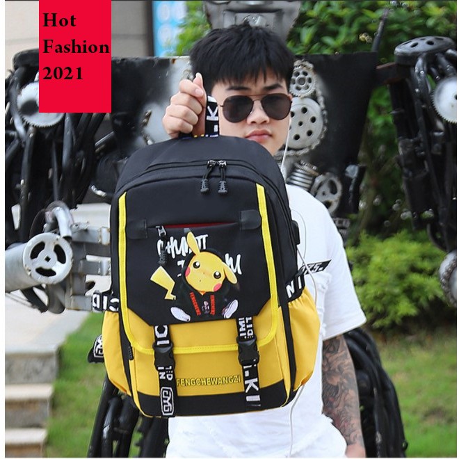 [Hàng loại 1]Balo học sinh Pikachu Để vừa laptop 16 inch chất liệu chống thấm nước- Phản quang cực chất