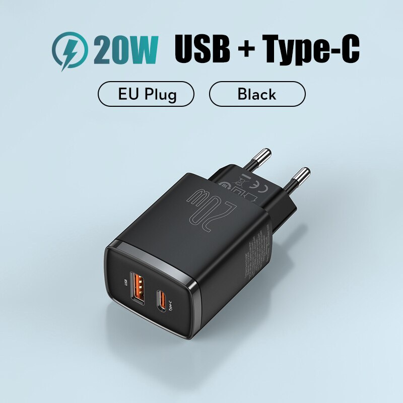 Cốc Sạc Nhanh Baseus 20w Cổng Usb Kép Tiện Dụng Khi Đi Du Lịch