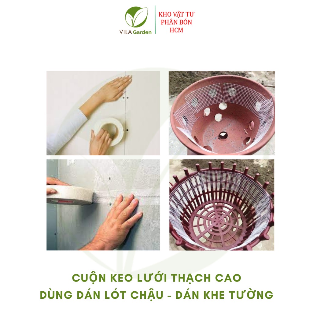 Cuộn Keo Dán Lưới Thạch Cao Dùng Lót Chậu, Tránh Rơi Rớt Giá Thể Dài 20m