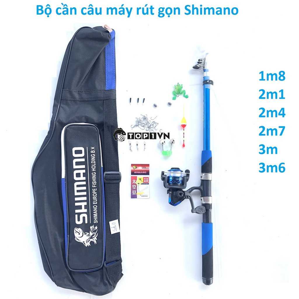 Bộ cần câu máy Shimanno xanh kèm phụ kiện , Tặng bao đựng cần - Top1VN chất lượng 102