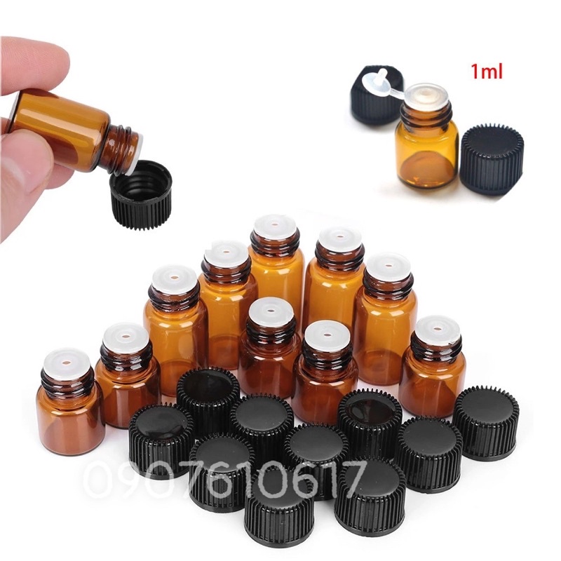 sỉ 100 chai thuỷ tinh nắp nhựa 1ml,2ml,3ml,5ml