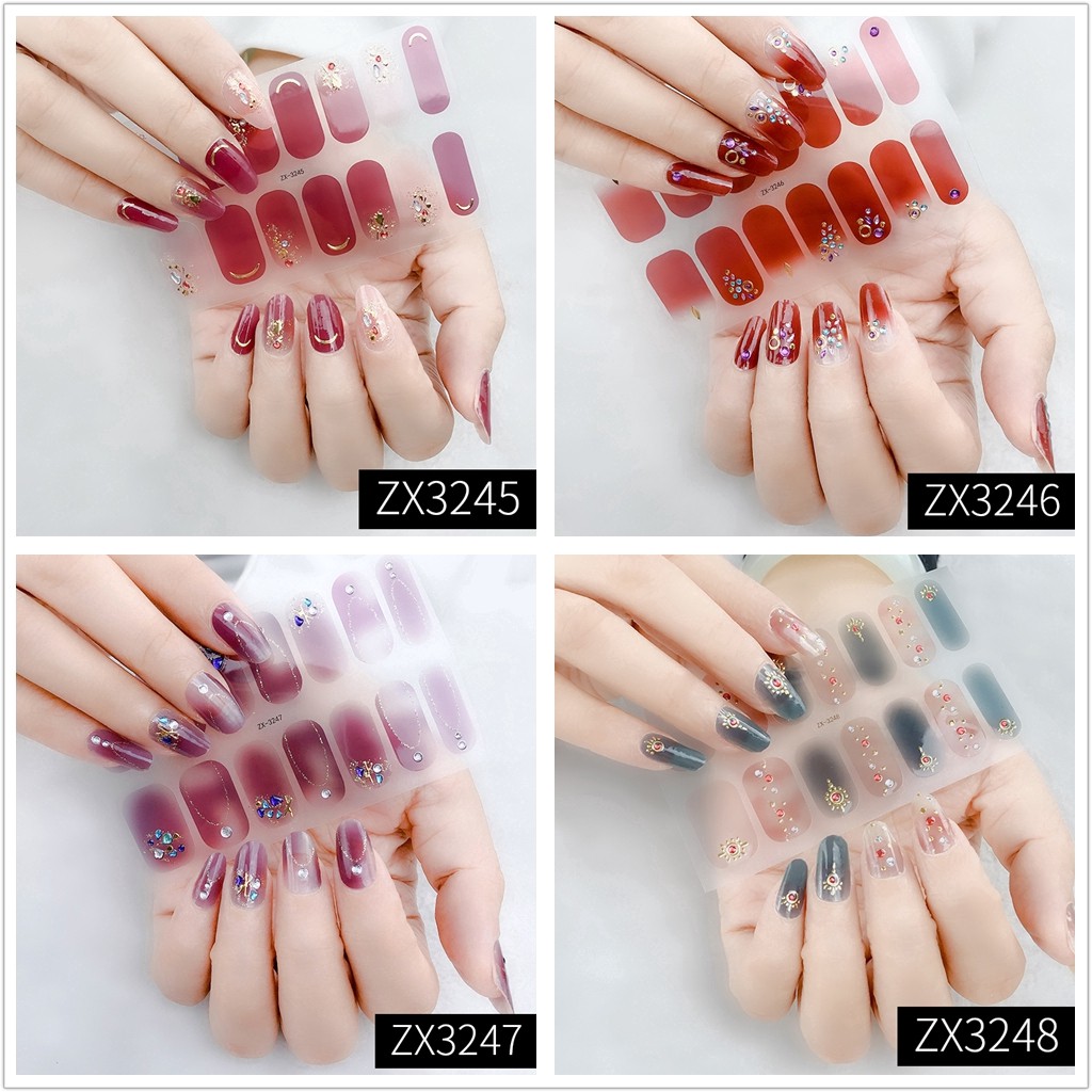 Bộ miếng dán trang trí móng tay nghệ thuật 3D ánh ngọc trai DIY ZX3241-3258