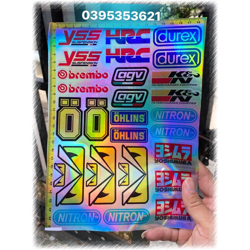 29 Tem Crom logo 7 màu Racing Siêu đẹp bảo hành màu sắc vĩnh viễn