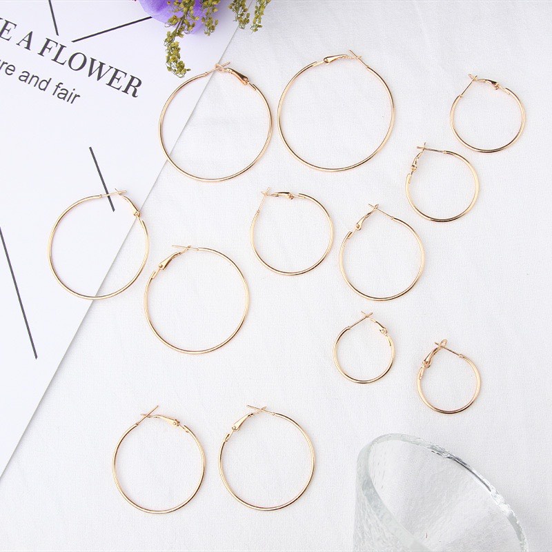 Set 6 Đôi Bông Tai Tròn Thời Trang Nữ Khuyên Tai Tròn Trơn Kiểu Dáng Basic Giá Rẻ Bộ 29 Bling On