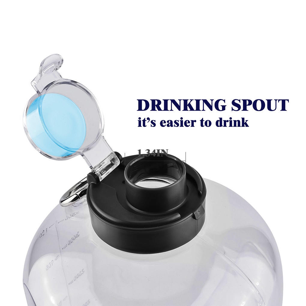 [Choosewho1] 1 Gallon Water Bottle with Time Marker Reminder Leak-Proof Large Drinking Jug for Sports Camping