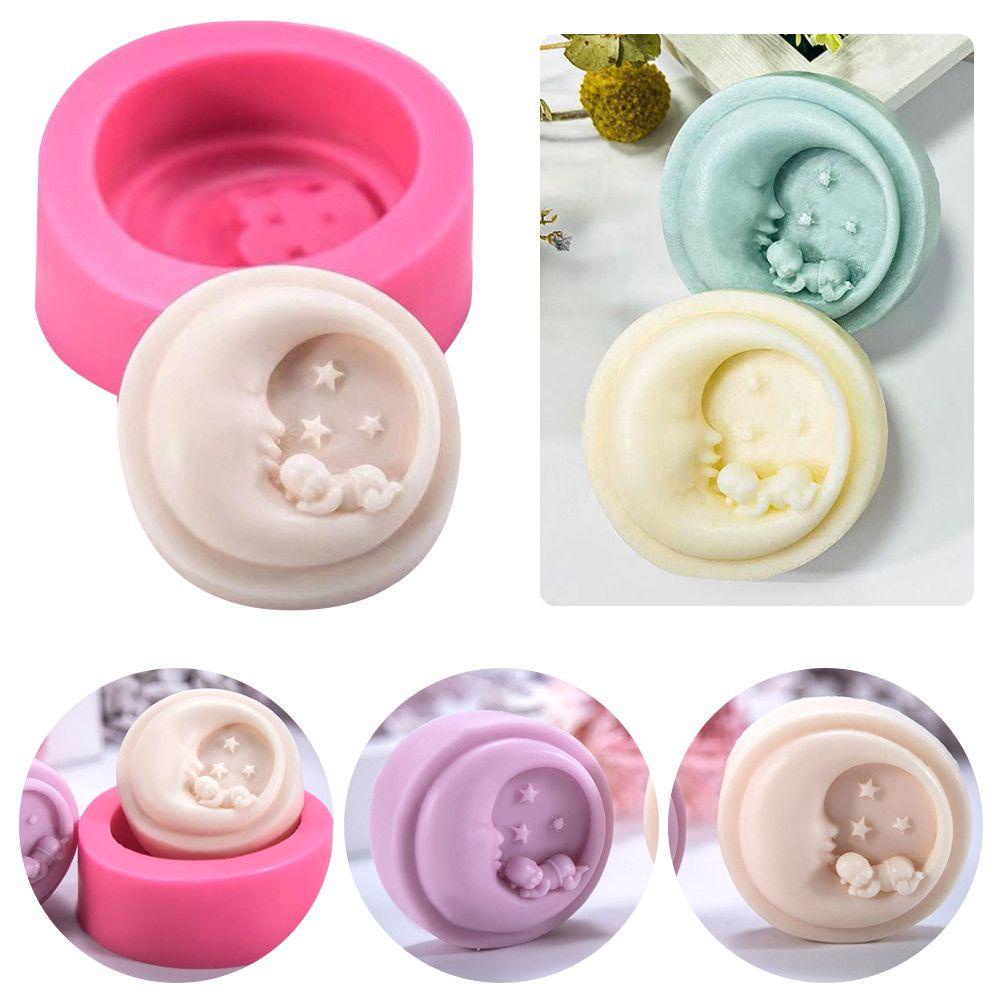 KUNHEV Khuôn Silicone Tạo Hình Làm Xà Phòng Hình Tròn / Mặt Trăng 3D Đa Năng DIY