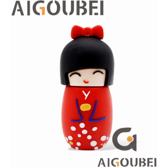 USB hình bé gái mặc kimono bằng silicone xinh xắn 1gb 2gb 4gb 8gb thích hợp cho laptop / máy tính