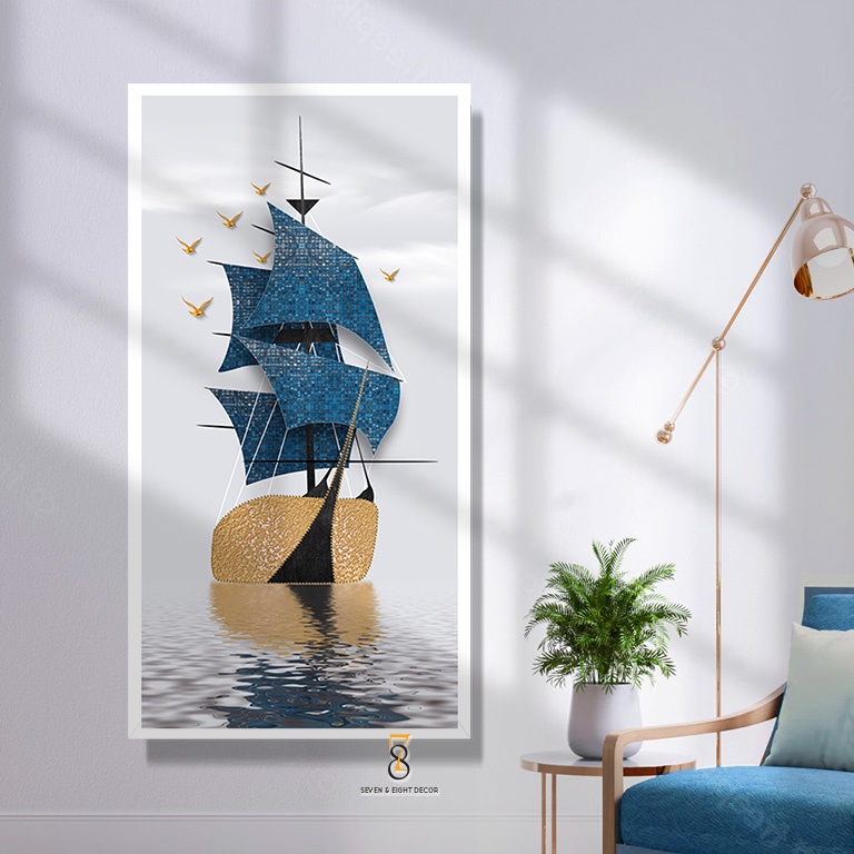Tranh Canvas | Thuận Buồm Xuôi Gió 1FVVSHIP001 | Tranh Căng Khung Cao Cấp | Tặng Kèm Đinh Đa Năng
