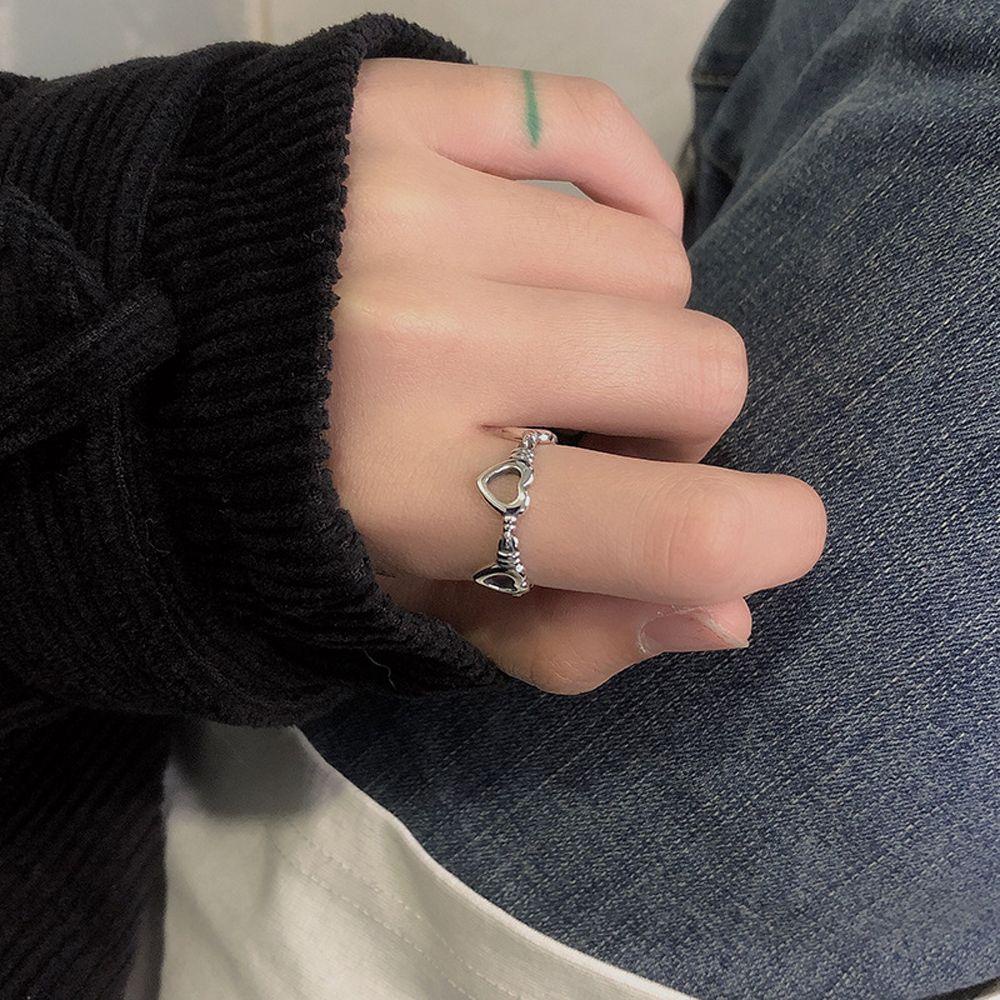 Nhẫn Hở Hợp Kim Khắc Chữ Phong Cách Punk Cổ Điển Dành Cho Nữ