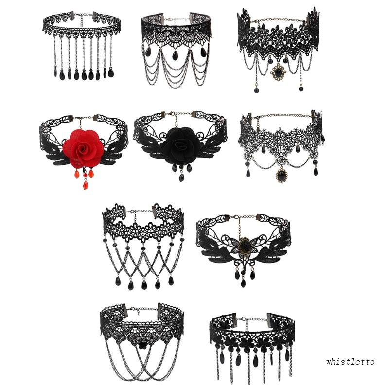 Vòng Cổ Choker Ren Phối Tua Rua Phong Cách Lolita