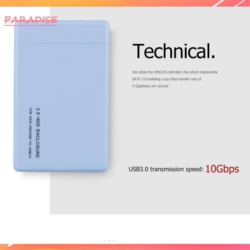 Paradise1 2.5 Inch USB2.0 SATA Hard Disk Drive Box External HDD Enclosure Tool Free