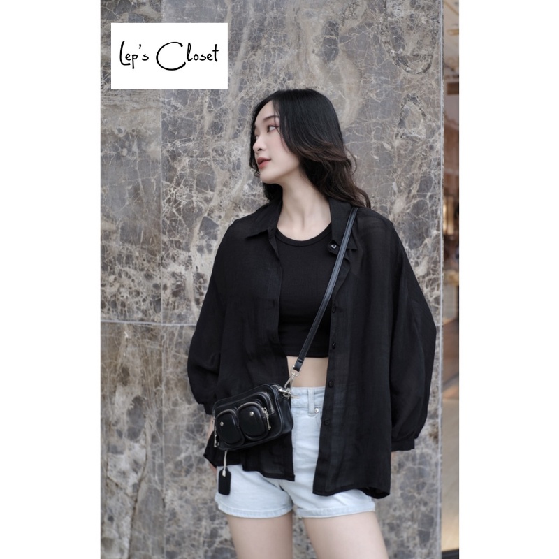 Áo sơ mi nữ Lụa tơ cao cấp , áo sơ mi đen chống nhăn tay cánh dơ , áo form rộng thời trang | BigBuy360 - bigbuy360.vn