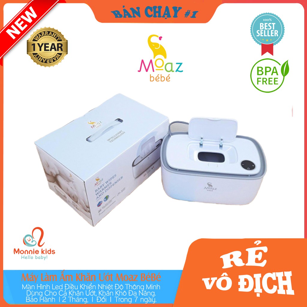 Máy làm ấm khăn uớt cho bé Moaz Bebe MB008, máy làm nóng khăn giấy ướt - Monnie Kids