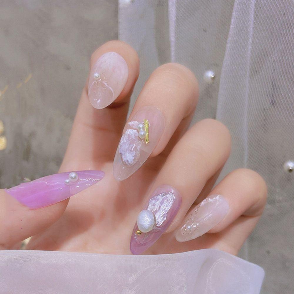 Nhãn Dán Trang Trí Móng Tay 3D Tự Nhiên Bằng Lụa Không Đều DIY