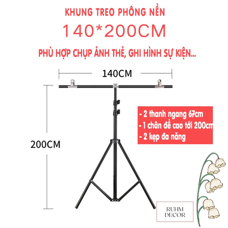 Bộ khung treo phông nền chụp ảnh sản phẩm livestream bán hàng chuyên nghiệp - Chữ T