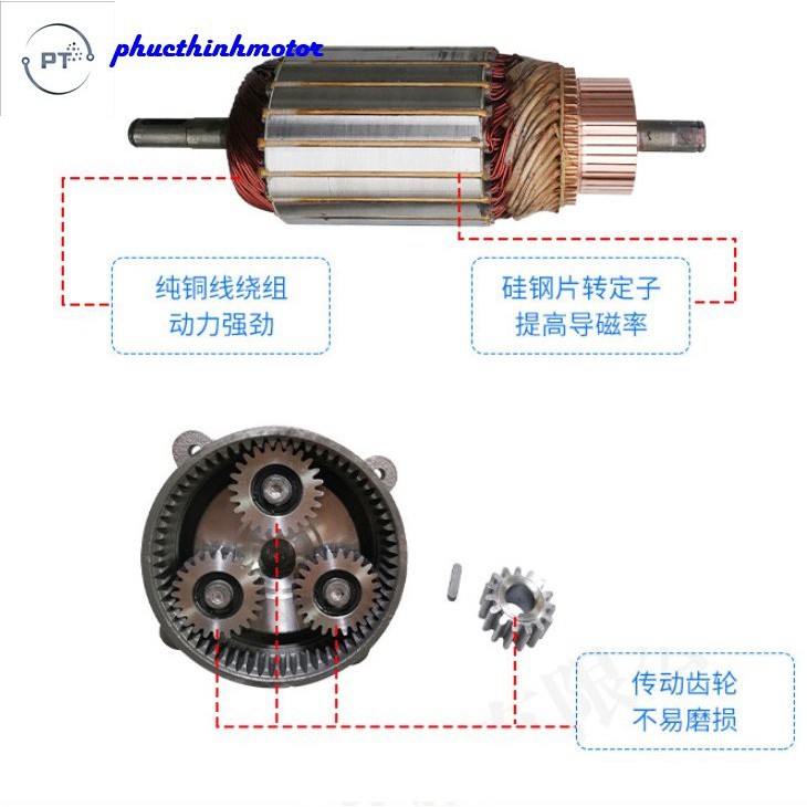 Động cơ chổi than 60V-72V/2200w xe ba bánh, bốn bánh